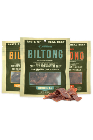 Packages of Piedmontese biltong jerky