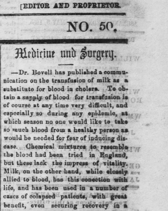 the ashland union excerpt about milk transfusions