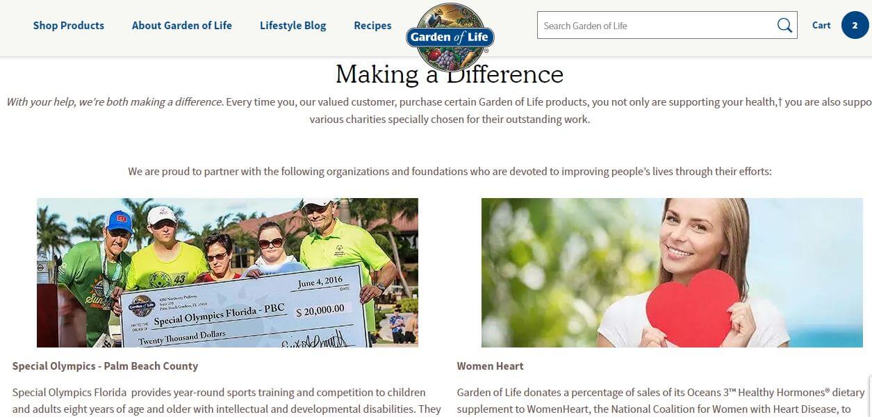 garden of life philanthropy