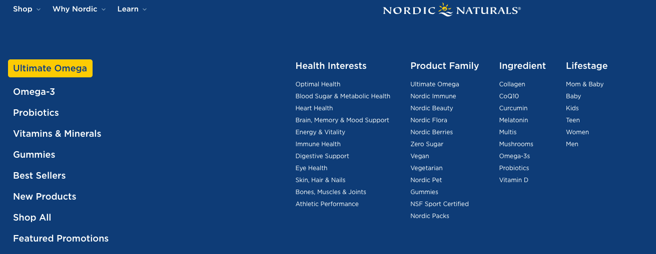 nordic naturals shop menu