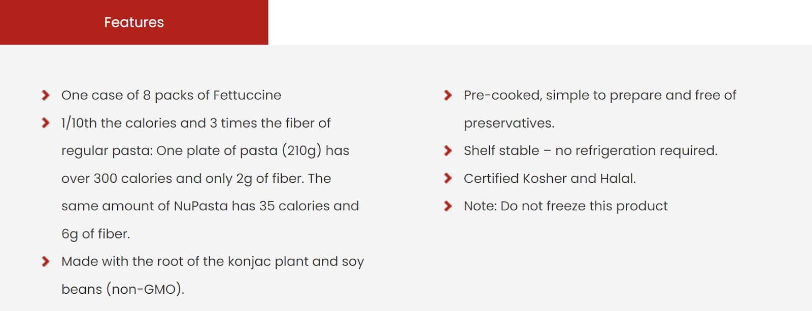nupasta features