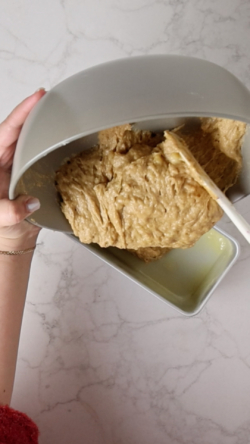 pour the batter into the pan