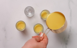 ginger shots serve into shot glasses