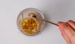 ginger shots add honey to blender