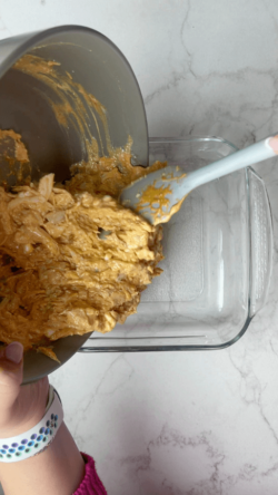 pour dip into a glass 8x8 pan