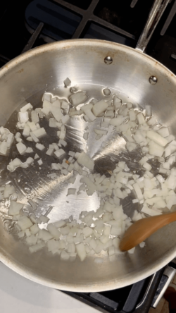 Cook onion with salt until translucent.