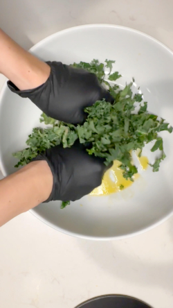 massage kale with salad dressing