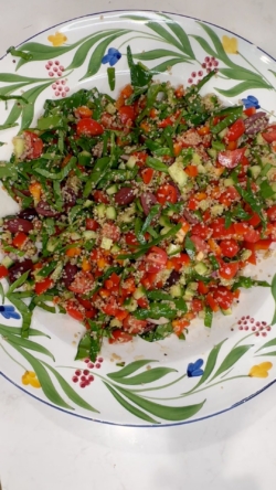 pour dressing on salad