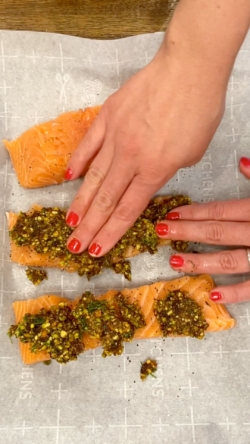 Press pistachio mixture (now your crust) on top