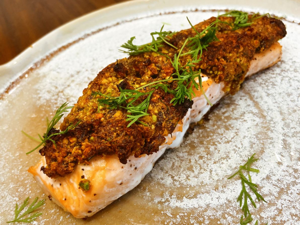 Date & Pistachio Crusted Salmon