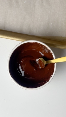 Melt chocolate for a minute in the microwave and stir it until smooth.