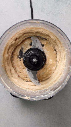 Add the tahini and blend until the mixture is thick and creamy.