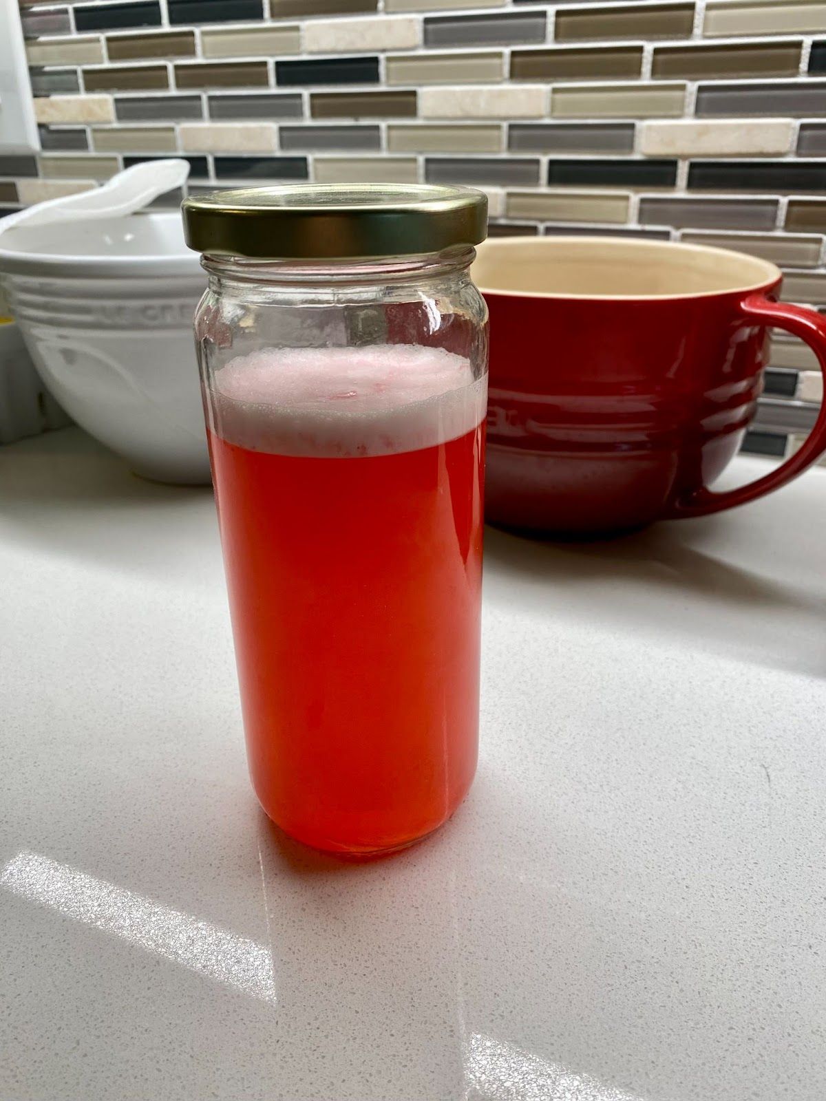 3 minutes later—foam has mostly subsided.