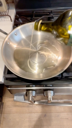 Heat a large pan to low-medium heat and add 2 tbsp of avocado oil to the pan and heat