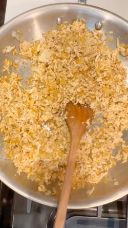 Stir until combined and mix sparingly, allowing the tofu to brown. Don’t overmix.