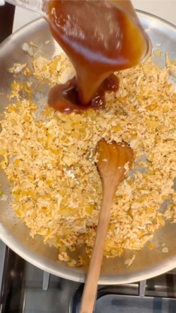 After 5-7 minutes, add in BBQ sauce and simmer for an additional 5 minutes