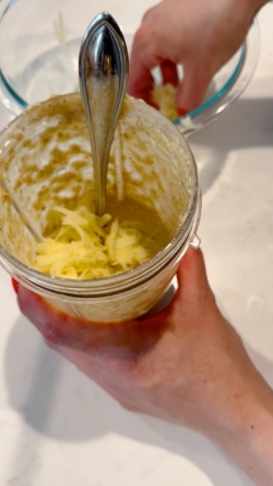 Add your grated apple into the batter and mix