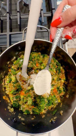 Coat the mixture with 2.5 Tbsp of flour (you could also substitute cornstarch or arrowroot powder)