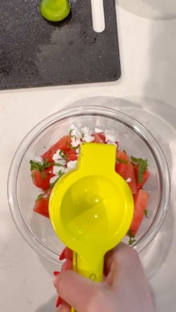 Juice one lime into the bowl