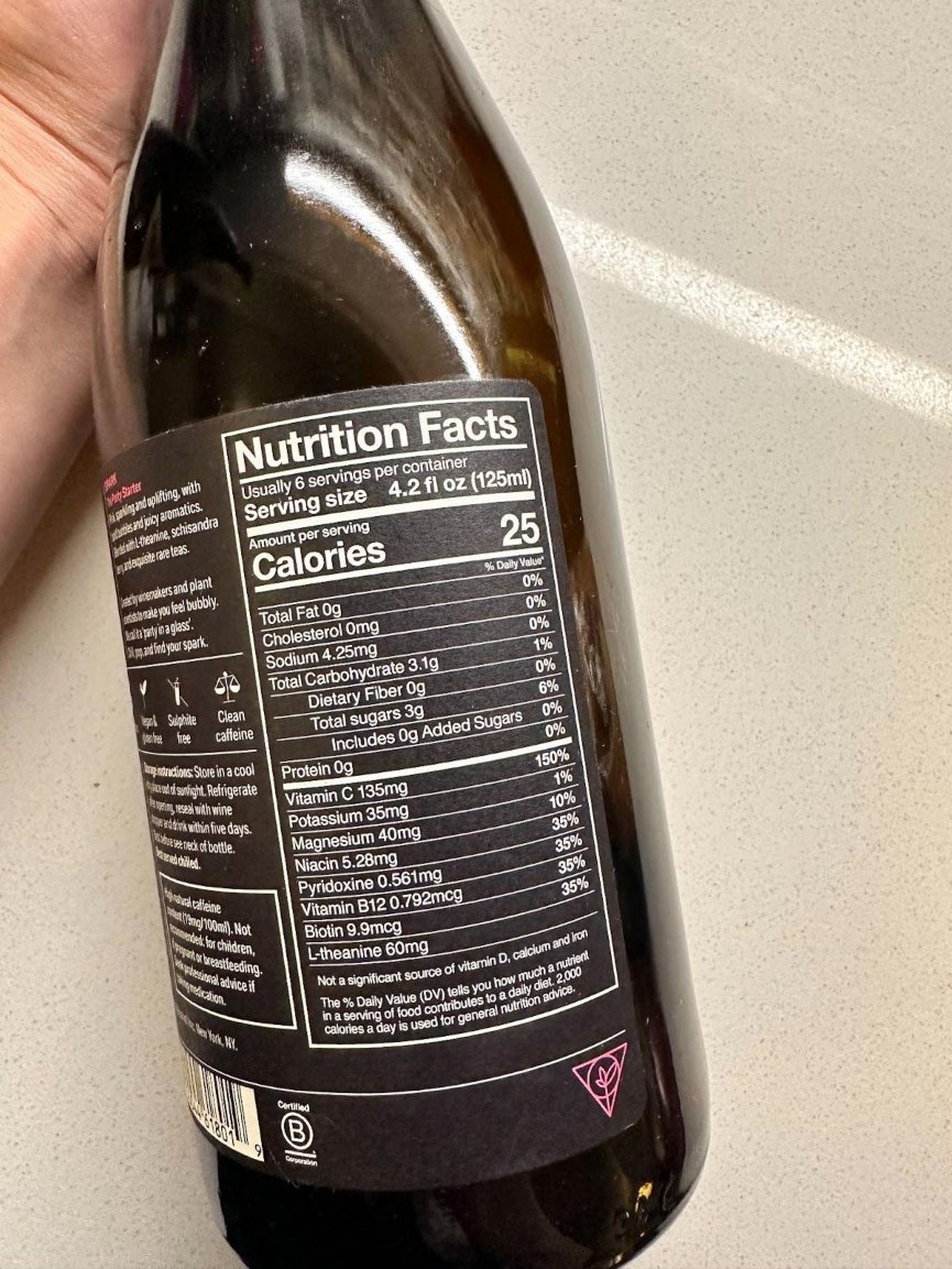 Nutrition Facts label on Spark