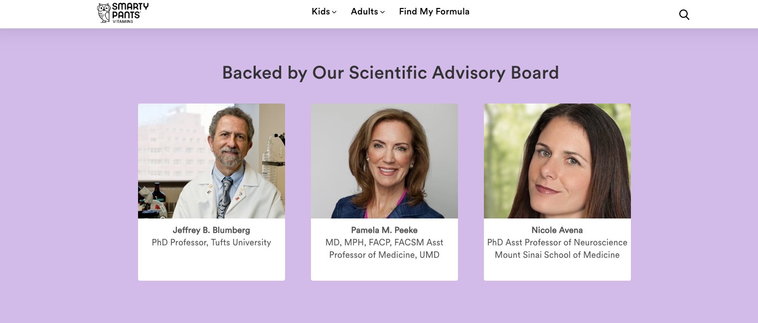 SmartyPants is backed by a Scientific Advisory Board 
