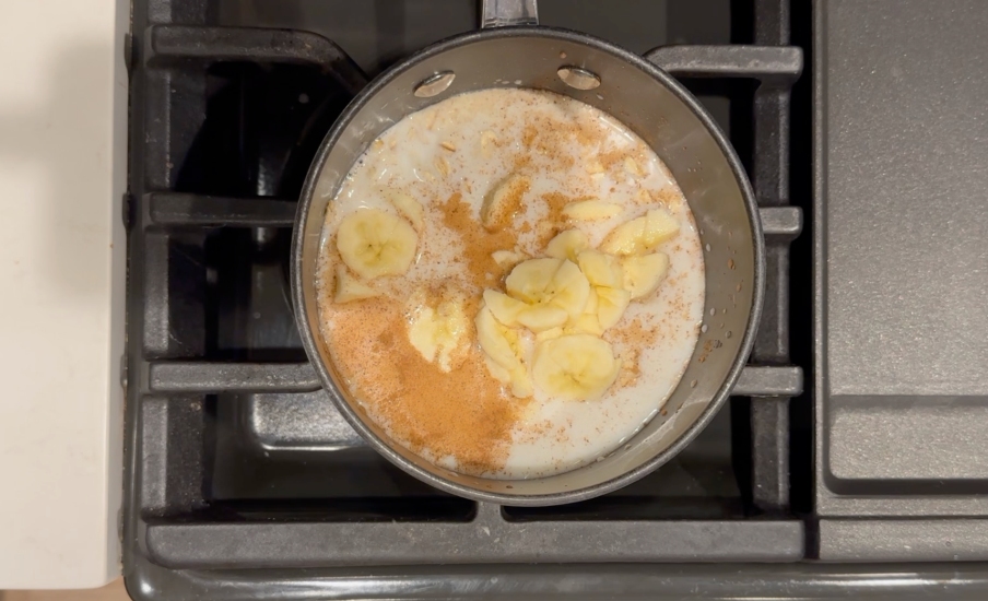 added sliced banana and cinnamon to the pot