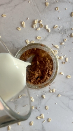 combining ingredients into jar