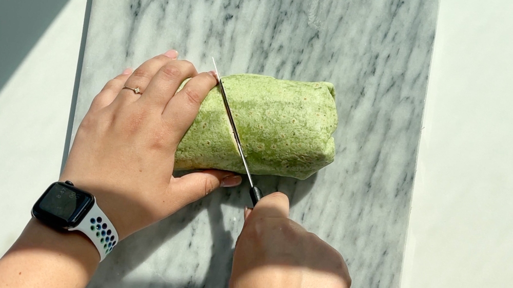 cutting wrap in half