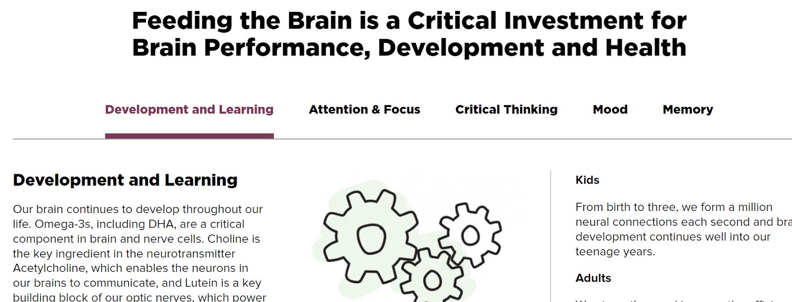 Why Brain Food page provides an excellent introduction to the importance of DHA, choline, lutein, and other ingredients Brainiac uses for brain health and development.