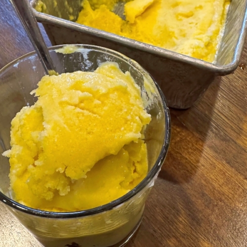 mango sorbet ready to serve
