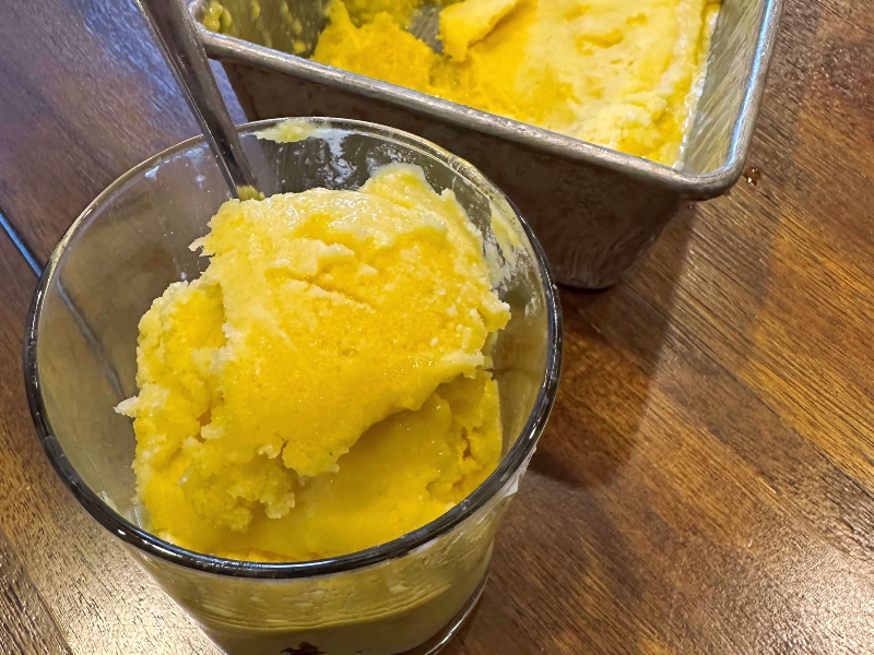 mango sorbet ready to serve