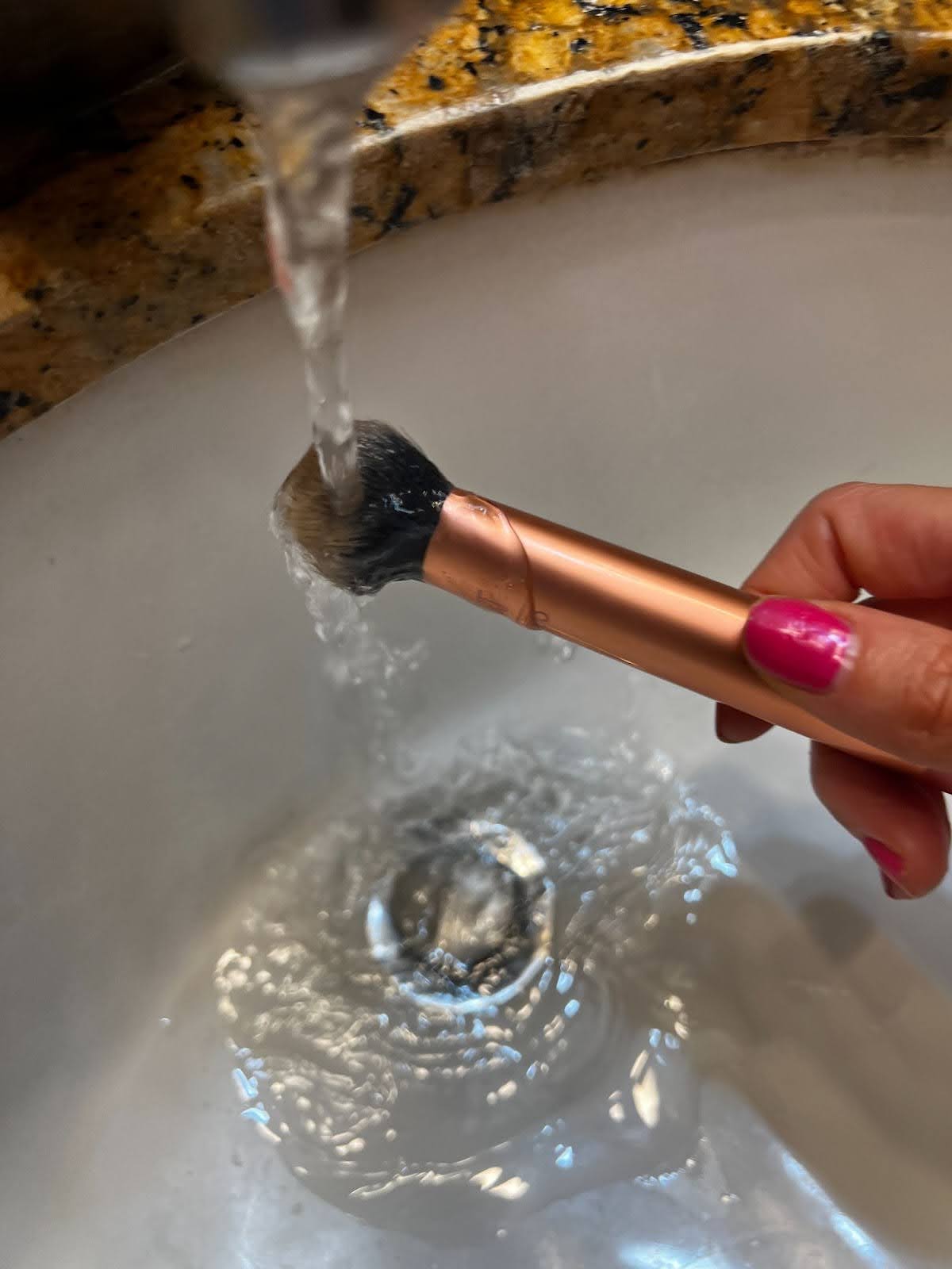Wet the makeup bristles.