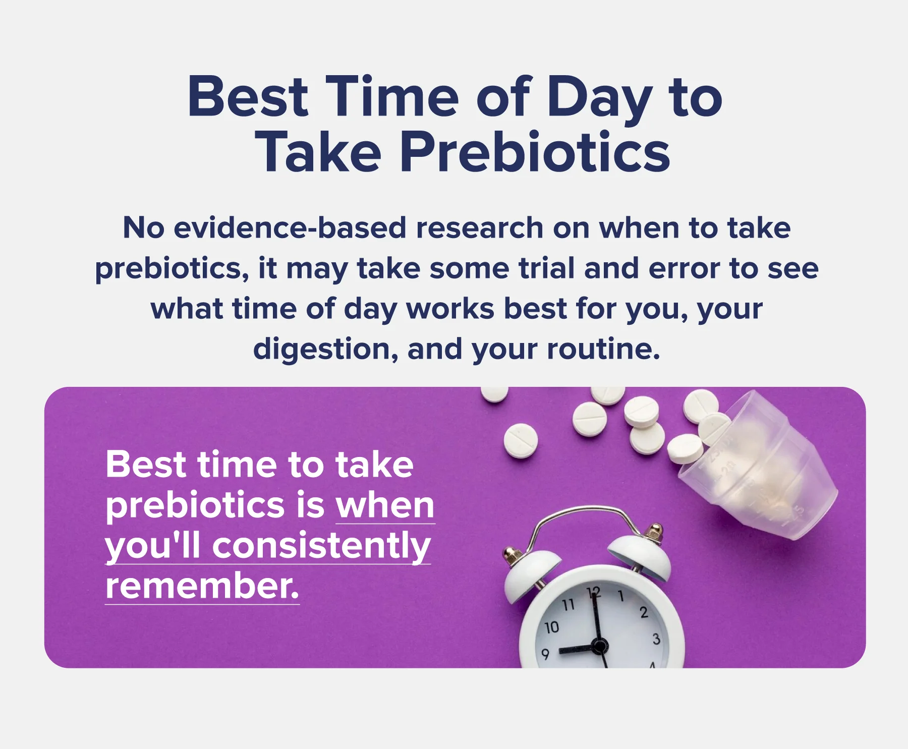 Best Time of the Day to Take Prebiotics is when you'll consistently remember.