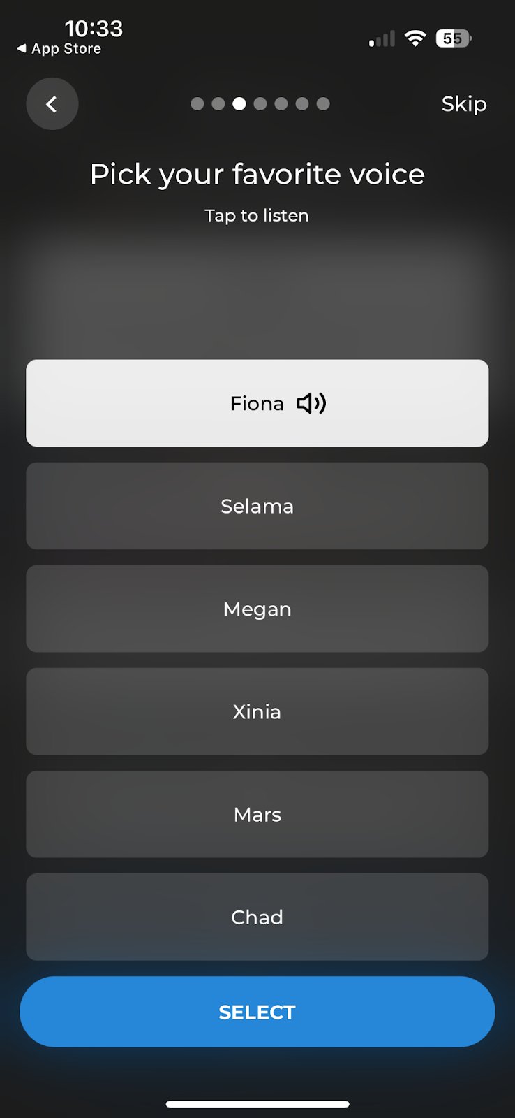 Screenshot of customizable experiences on Down Dog yoga app.