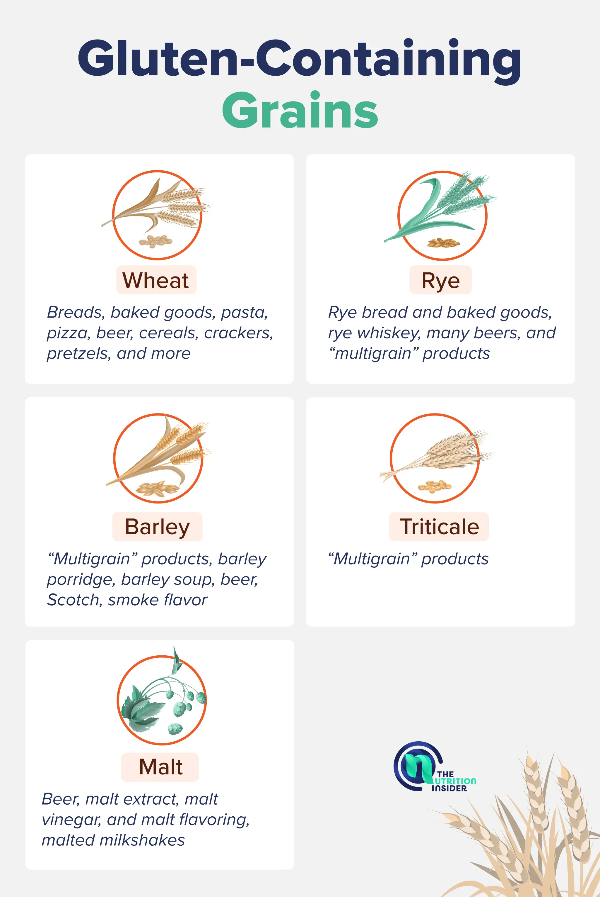 Graphic of the different gluten-containing grains you should avoid