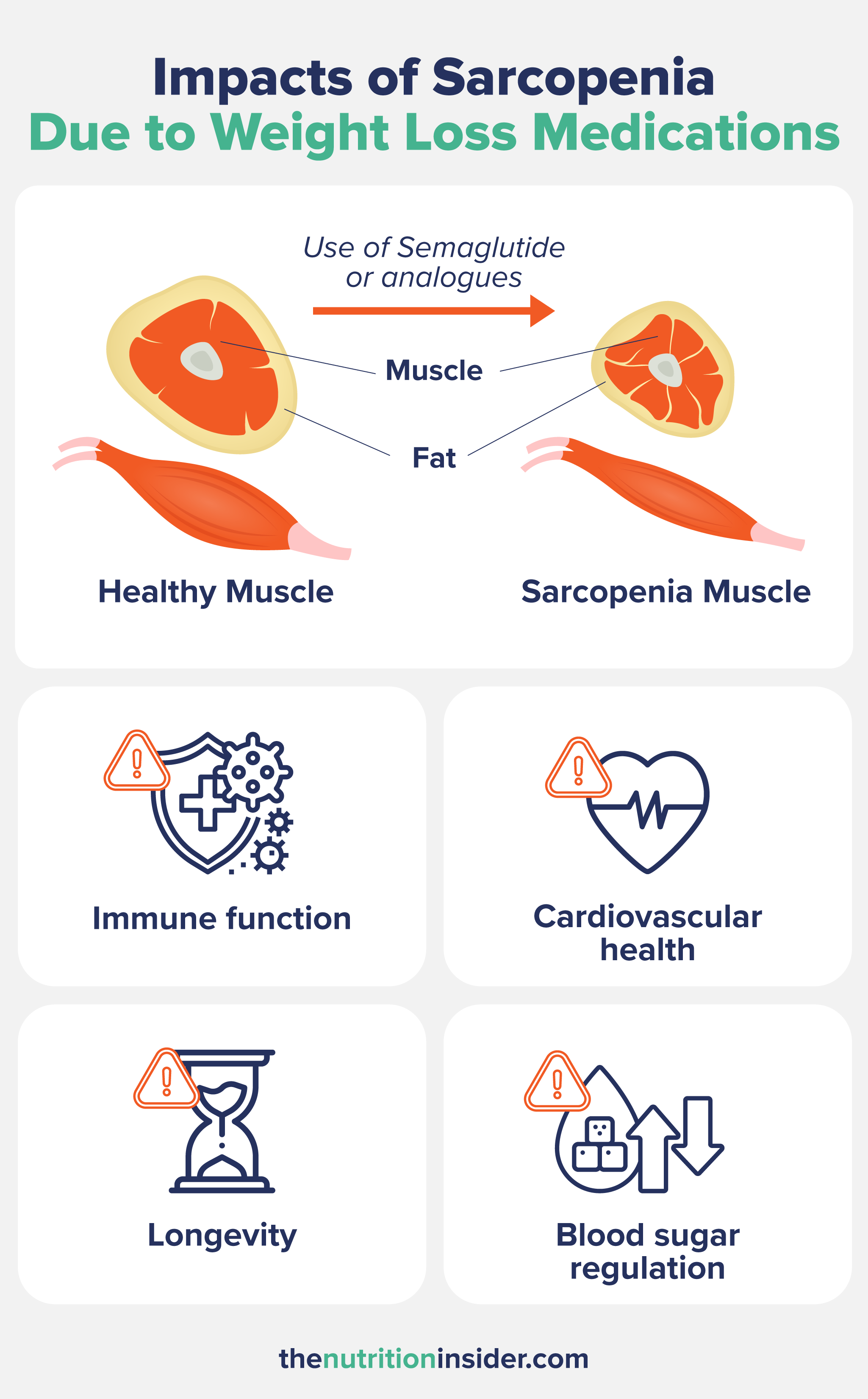 Infographic explaining the impacts of Sarcopenia due to weight loss medications