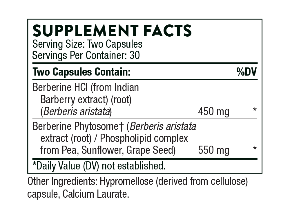 thorne berberine supplement facts